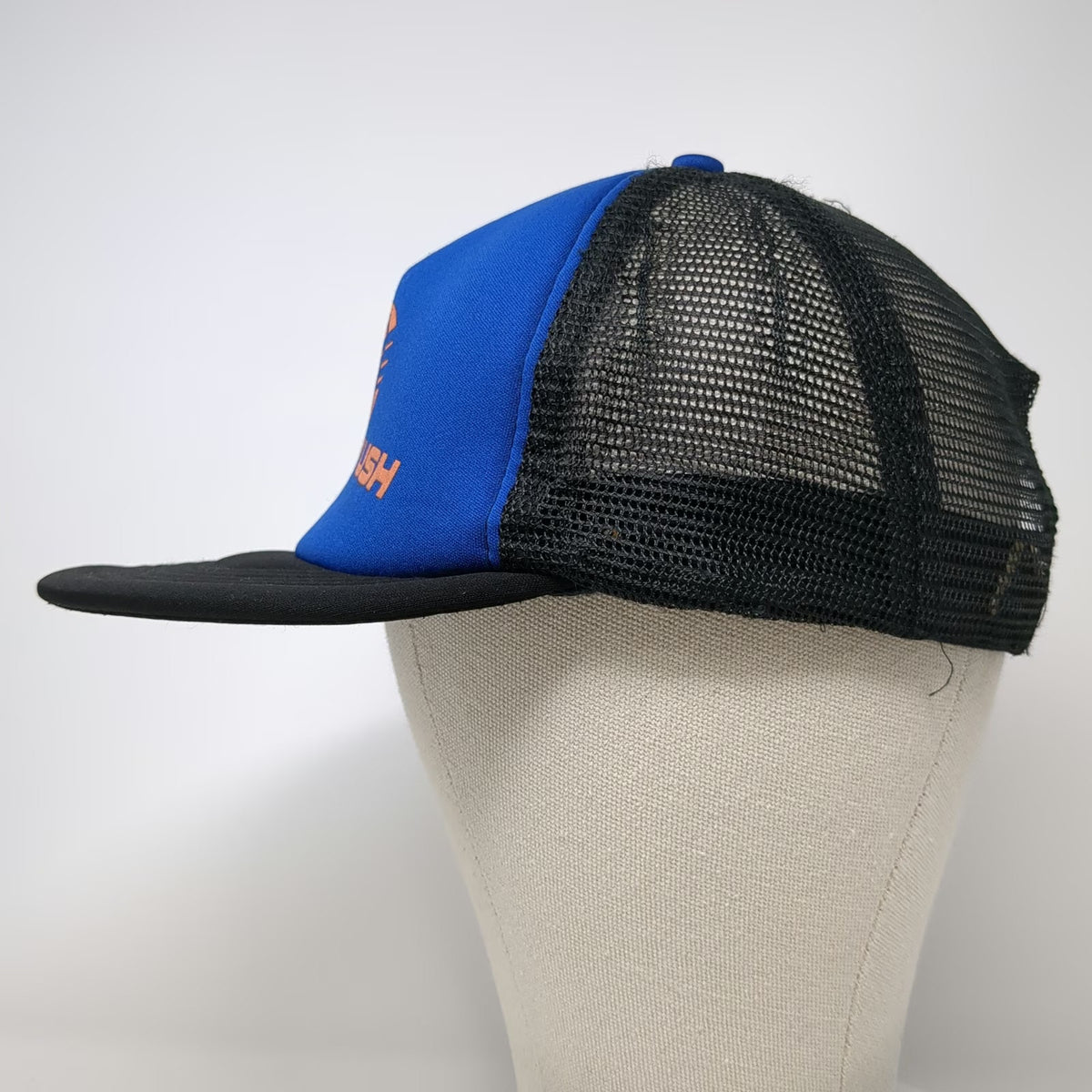 District Trucker Hat Blue Black OSFM Rhino Rush Energy Drink Logo Snapback Mesh