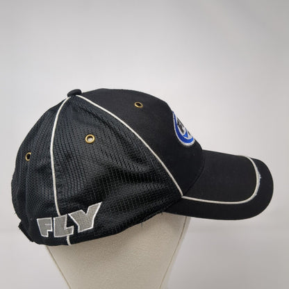 Fly Racing Strapback Hat Black One Size Embroidered Vent Holes Piping