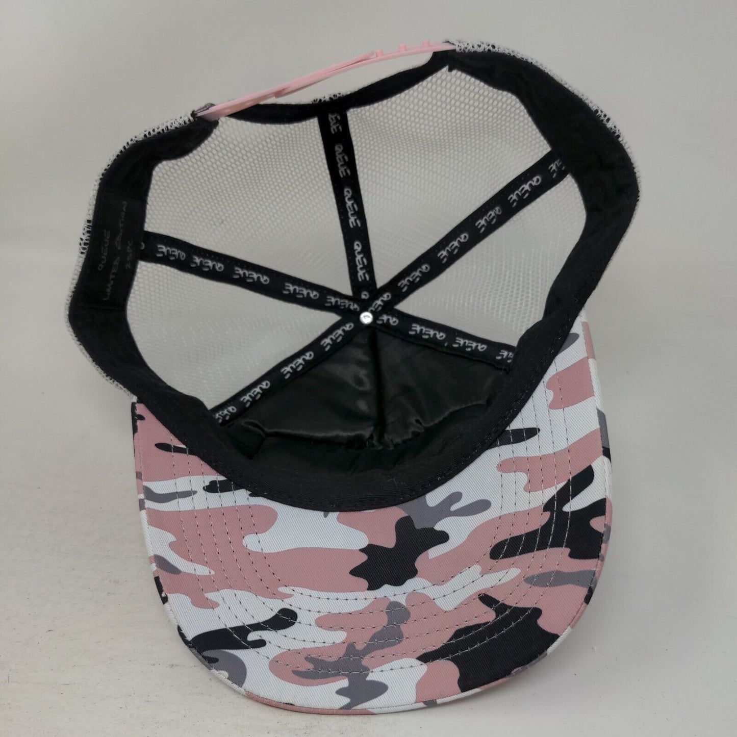 Qatar MH Queue Snapback Mesh Back Trucker Hat Pink One Size Camouflage