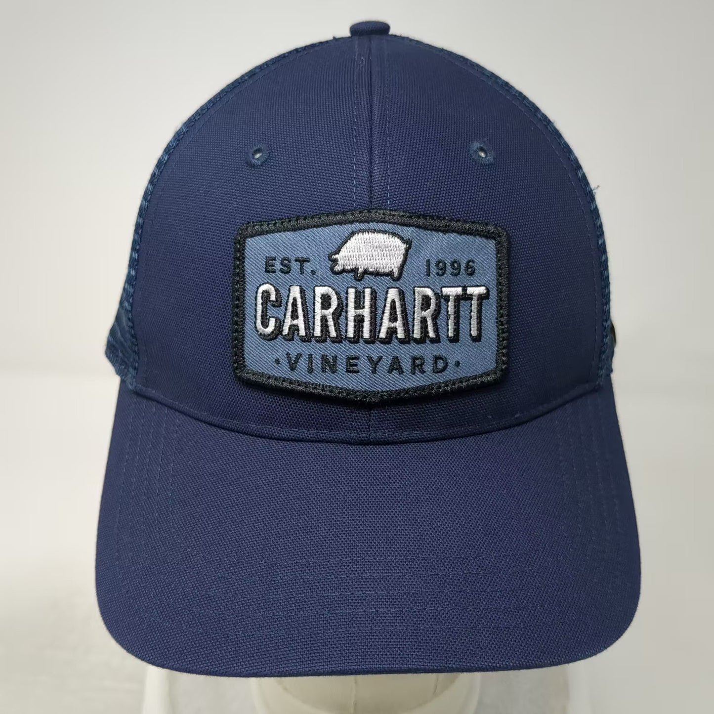 Carhartt Trucker Hat Blue OS Santa Ynez Valley Vineyard Patch Mesh Snapback