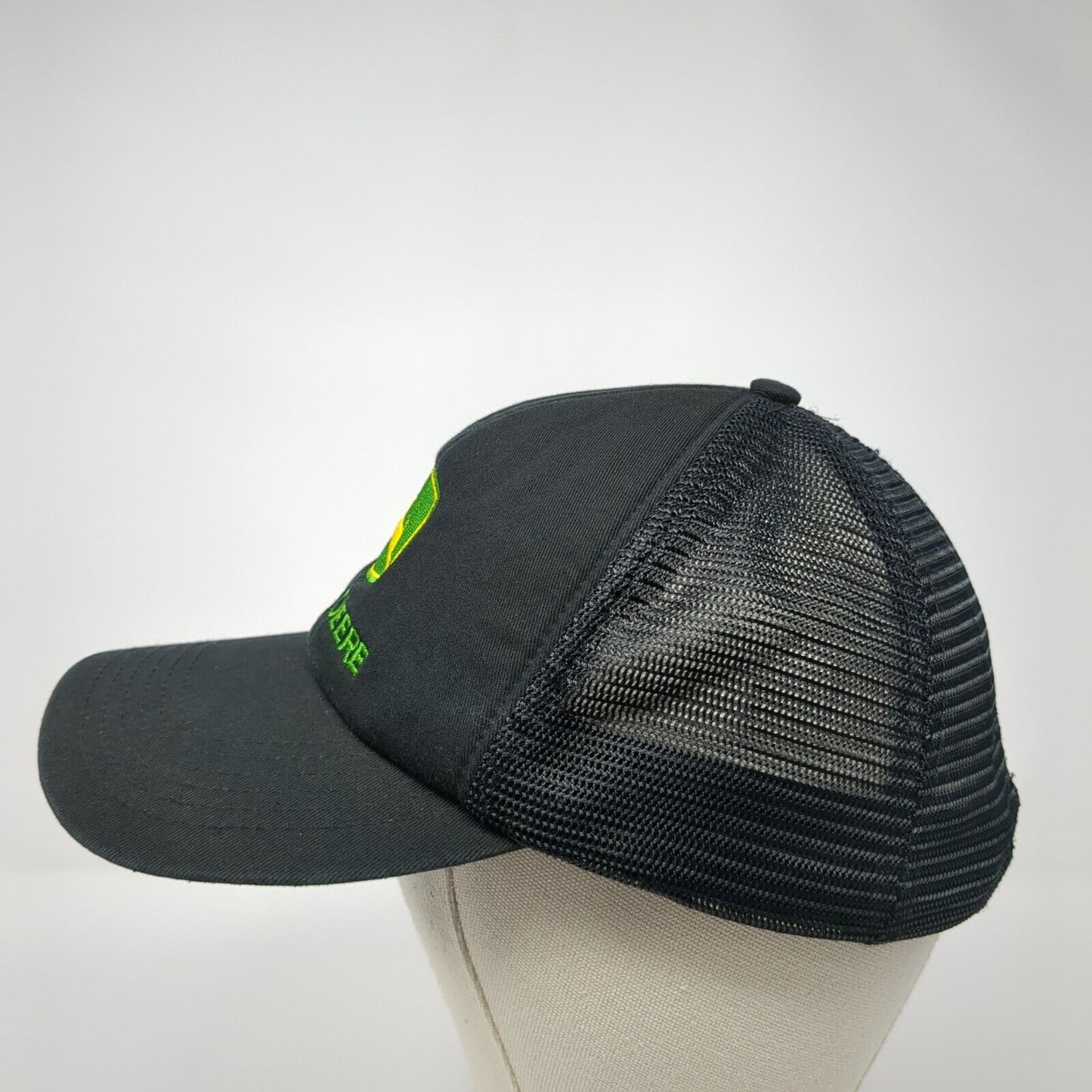 John Deere Snapback Trucker Hat Black One Size Adjustable Embroidered Mesh Back