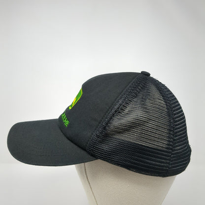 John Deere Snapback Trucker Hat Black One Size Adjustable Embroidered Mesh Back