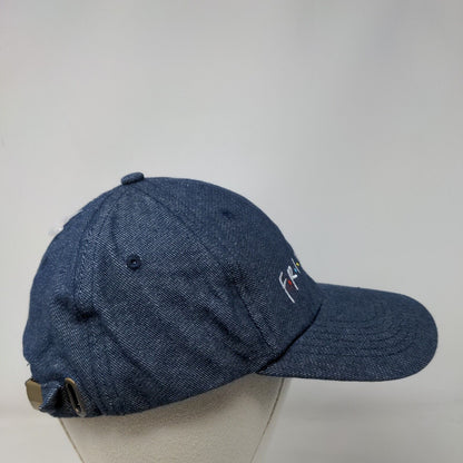FRIENDS Slideback Hat Blue One Size Adjustable Embroidered 6 Panel Denim Cotton