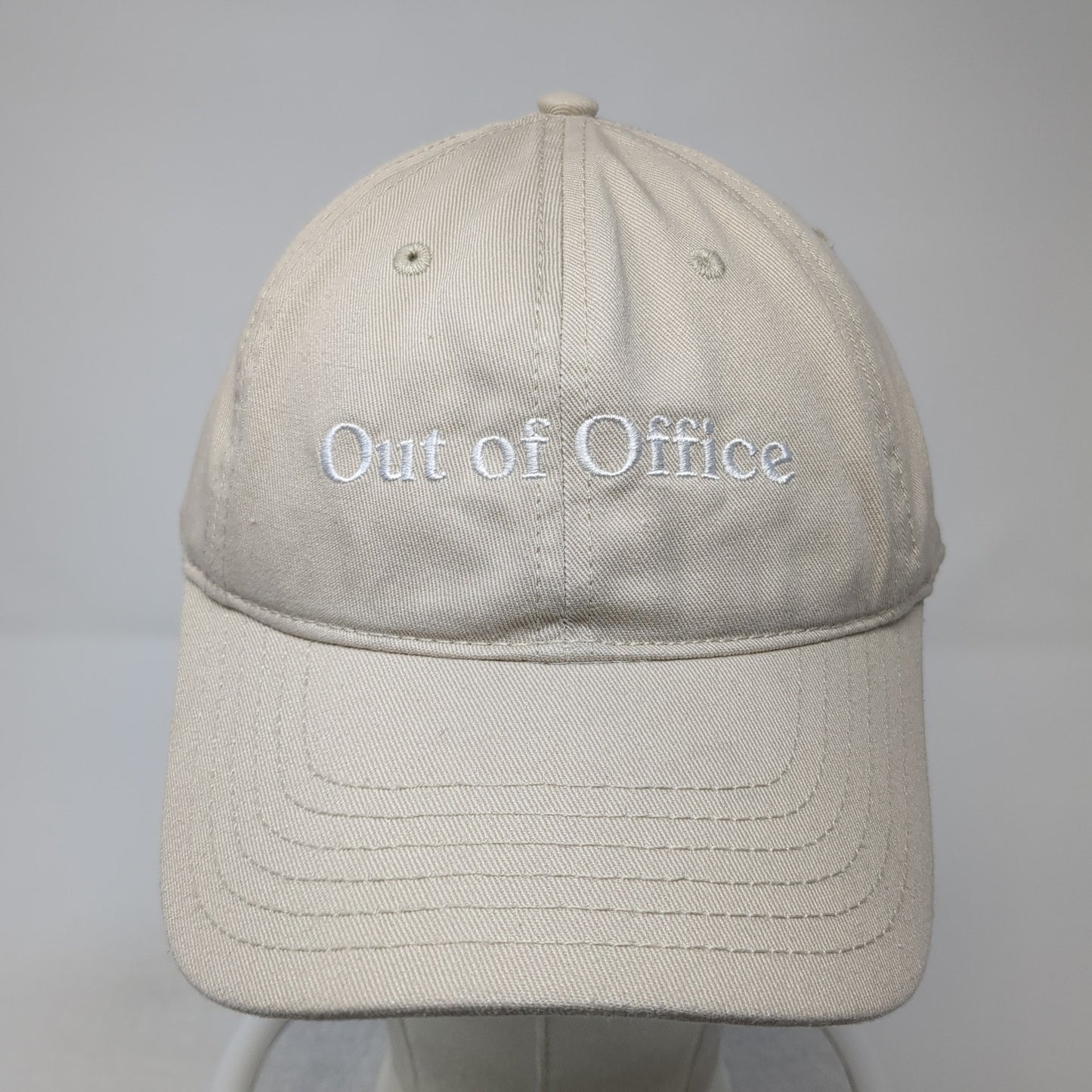 Out of Office Slideback Hat Beige One Size Solid Adjustable Mad Engine