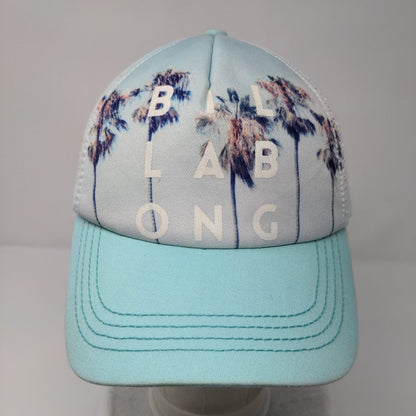 Billabong Snapback Trucker Hat Blue OSFA Adjustable Palm Print Mesh Back