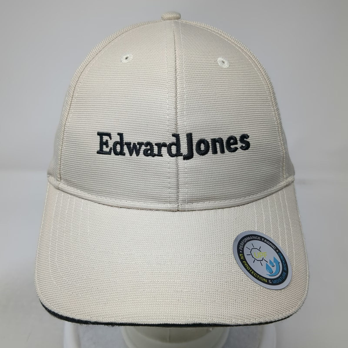 Quake City Caps Edward Jones Beige Baseball Cap OSFM Performance Strapback Hat