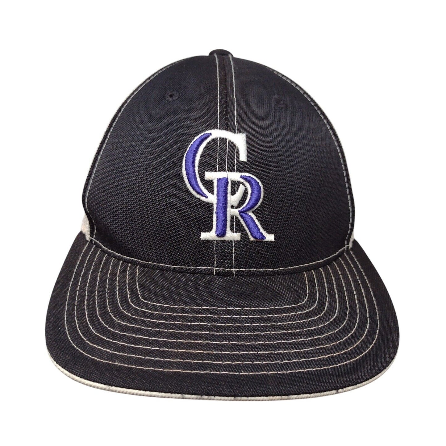 Idaho Rockies Fitted Mesh Back Trucker Hat Black SM-MED Embroidered