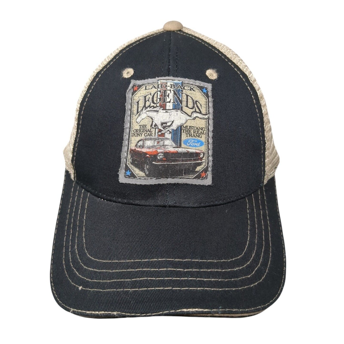 Laid-Back Legends Ford Mustang Strapback Hat Black OSFA Adjustable Mesh Cobra