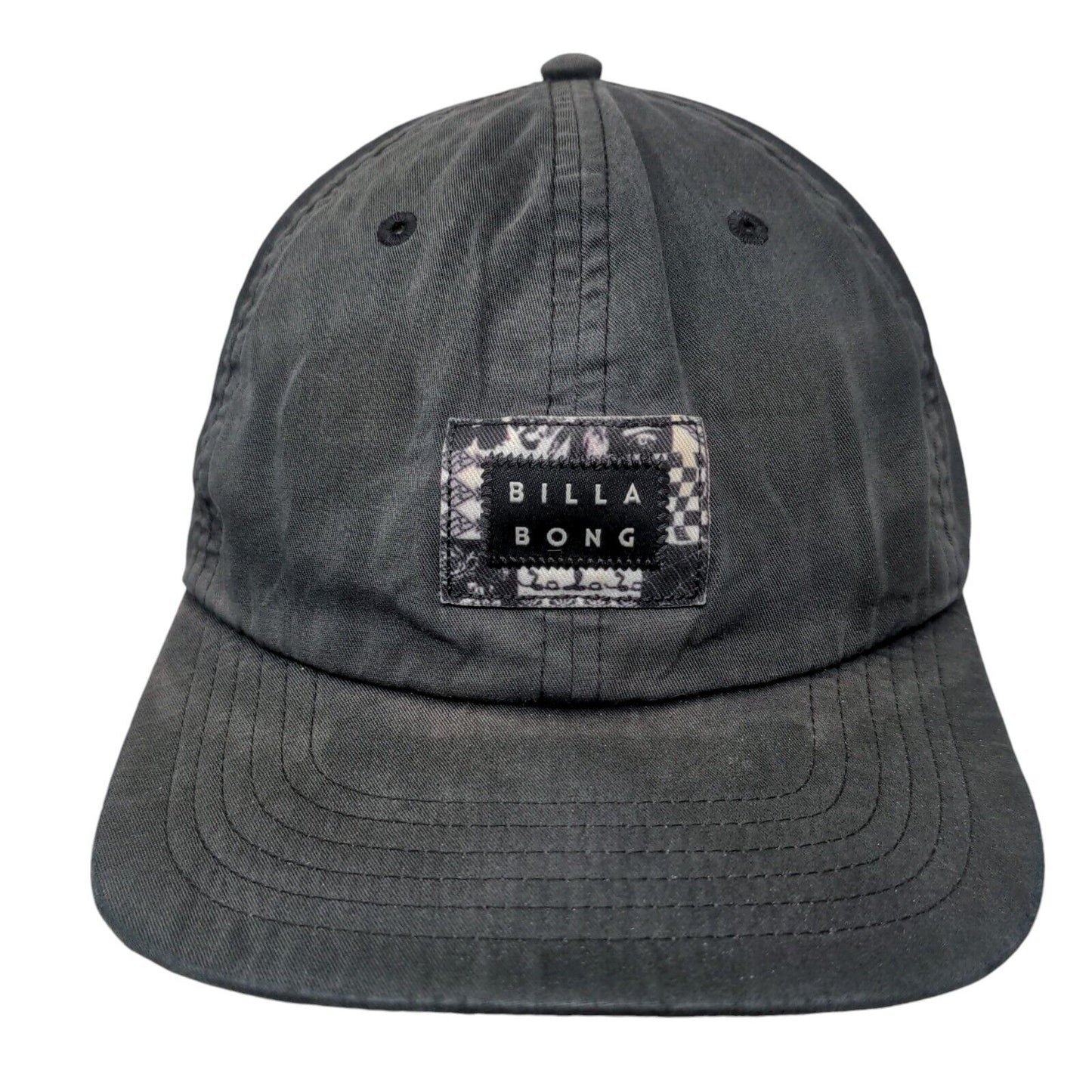 Billabong Patch Snapback Hat Black One Size Adjustable Solid 6 Panel