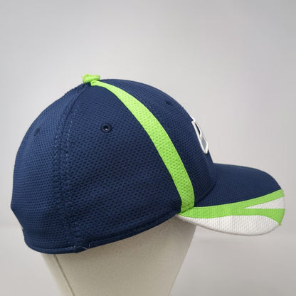 Seattle Seahawks NFL New Era Blue L 39THIRTY Stretch Fit Green White Logo Hat