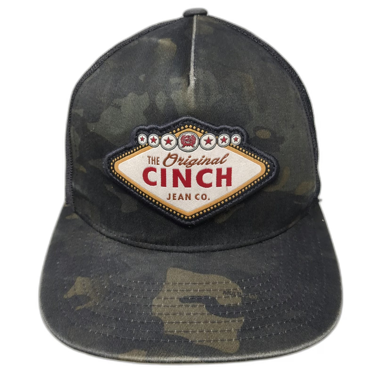 Cinch Trucker Hat Black Camo One Size Mesh Original Jean Co Logo Patch Snapback