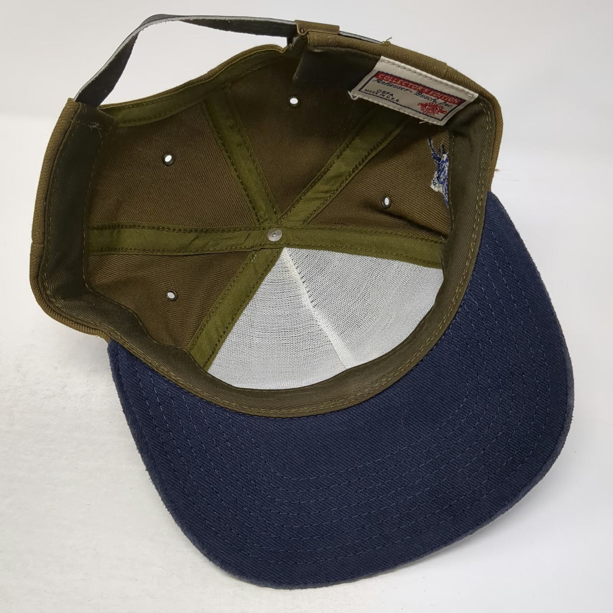 Anheuser Busch Eagle Logo Baseball Cap Green Blue One Size Suede Brim Hat USA