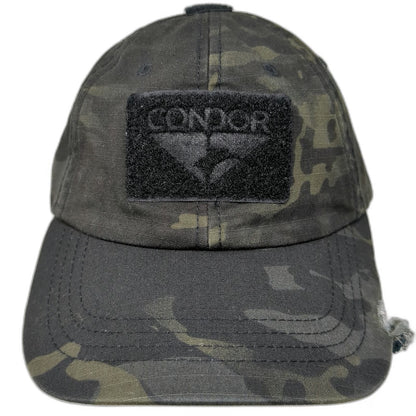 Condor Baseball Cap Black One Size Tactical Multicam Patch Slideback Nylon Hat