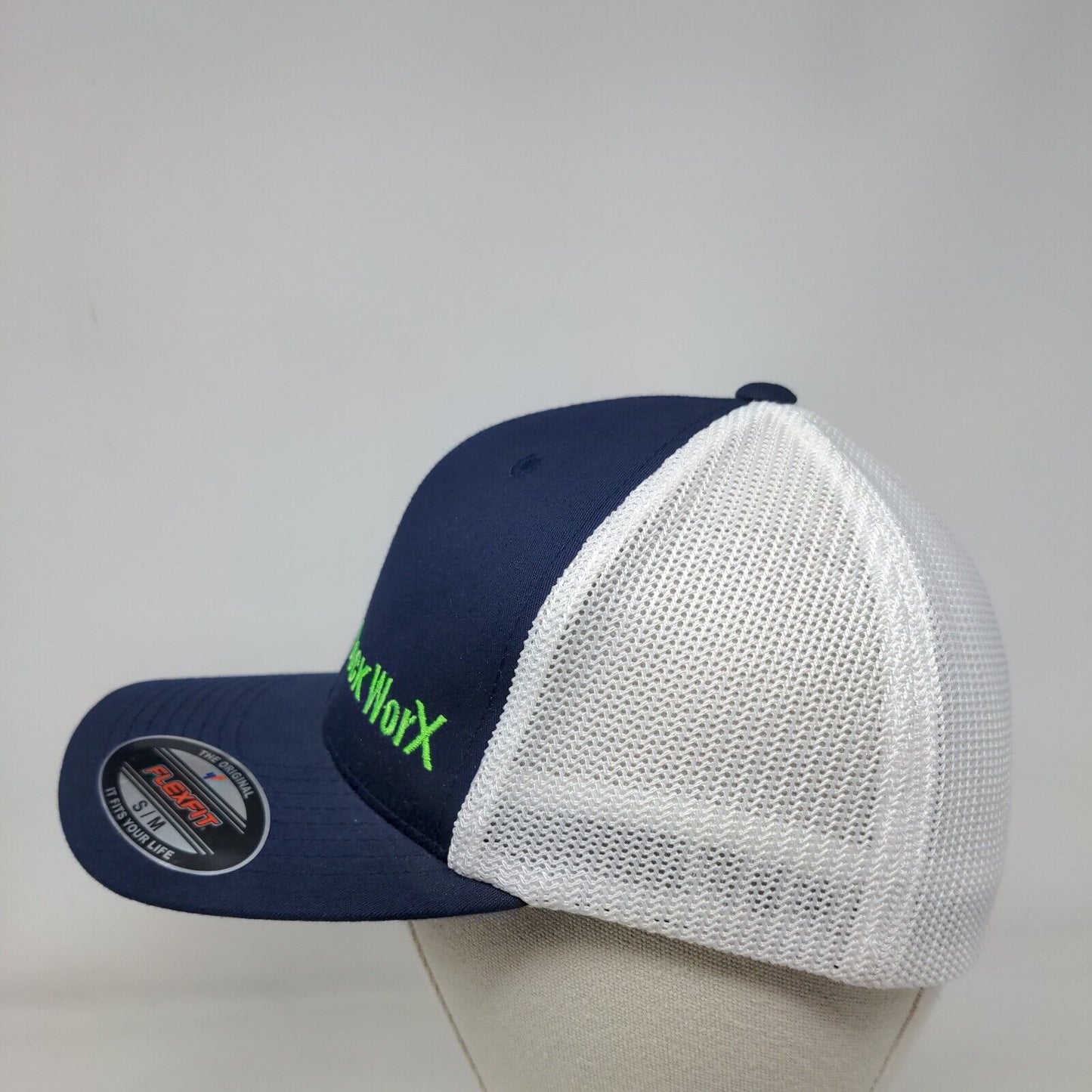 Dock WorX Fitted Trucker Hat Blue S/M Flexfit Mesh Back Port Authority