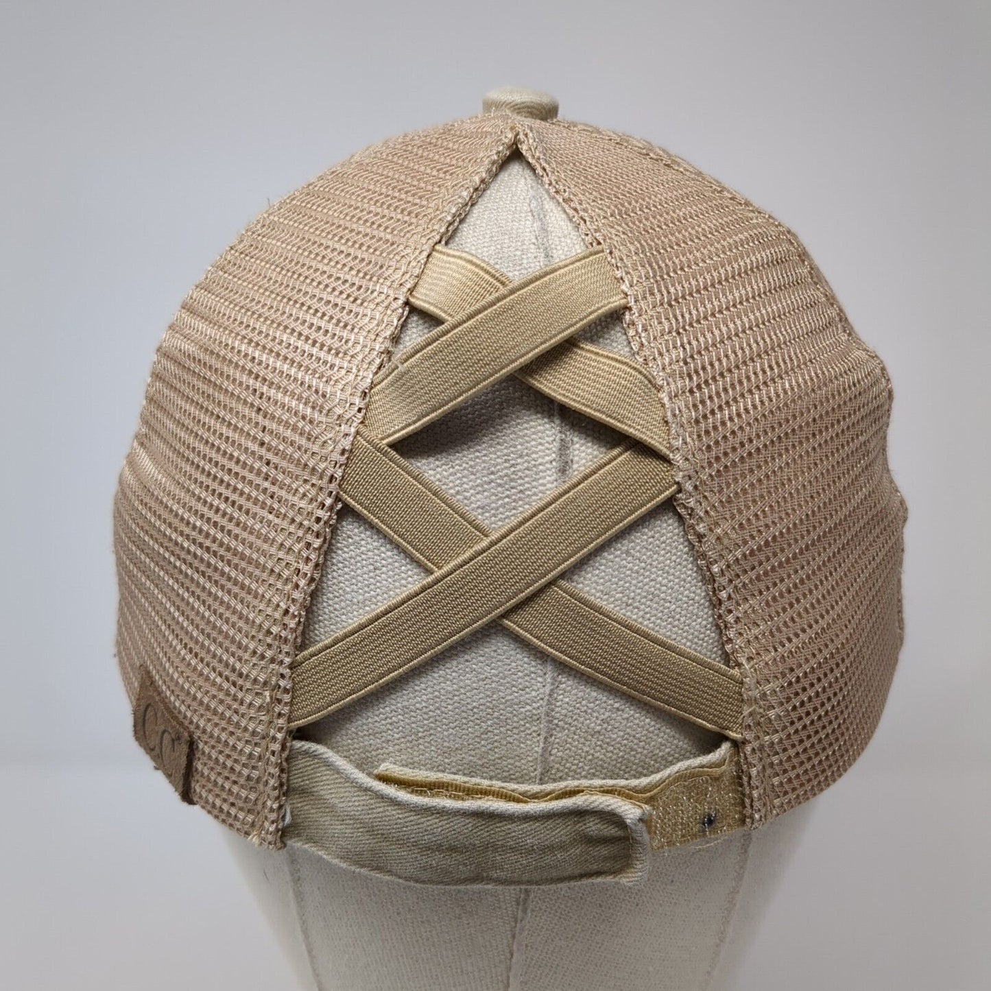 C.C Ponyback Strapback Trucker Hat Tan One Size Adjustable Blank Distressed