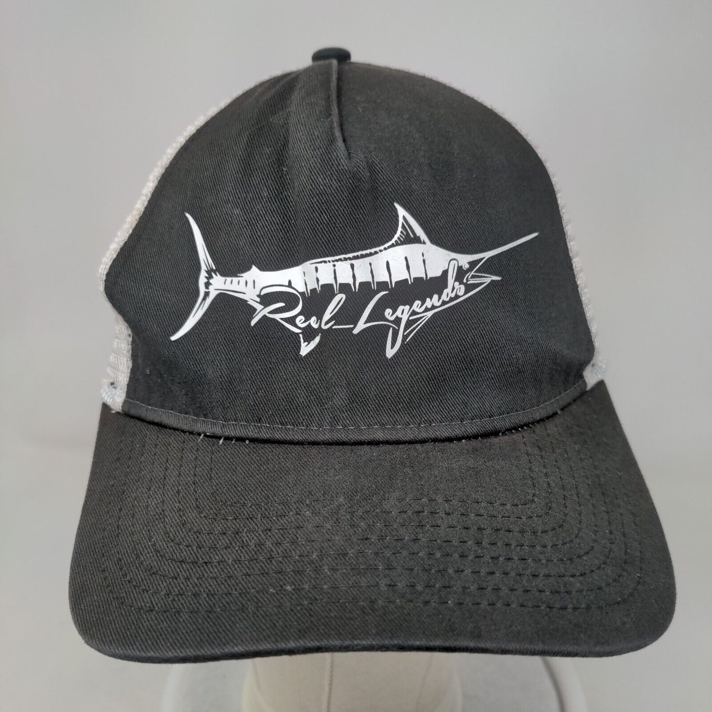 Reel Legends Snapback Trucker Hat Black OSFA Adjustable Embroidered Mesh Back