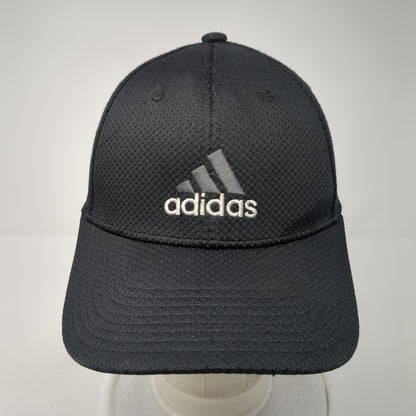 Adidas Fitted Hat Black Embroidered Logo A-Flex Size S/M Polycotton