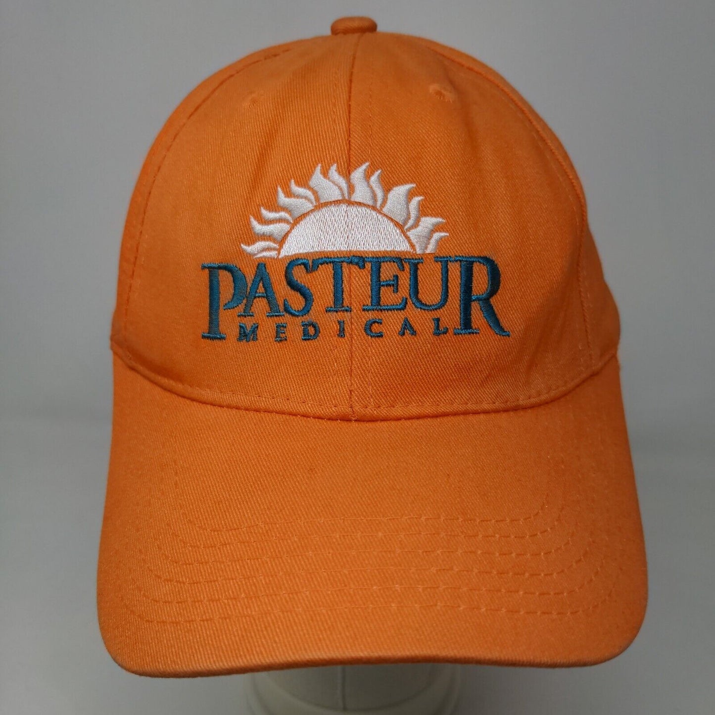 Bargay Men's Strapback Hat Orange Adjustable Embroidered Pasteur Medical Logo