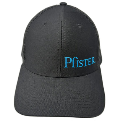 Richardson Trucker Hat Black Blue One Size Mesh Back Snapback Pfister Logo