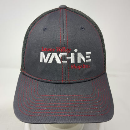 New Era Gray Baseball Cap M Lower Valley Machine Shop Mesh Stretch 39THIRTY Hat