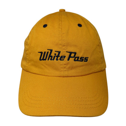 White Pass Strapback Hat Yellow One Size Adjustable Embroidered 6 Panel Cotton