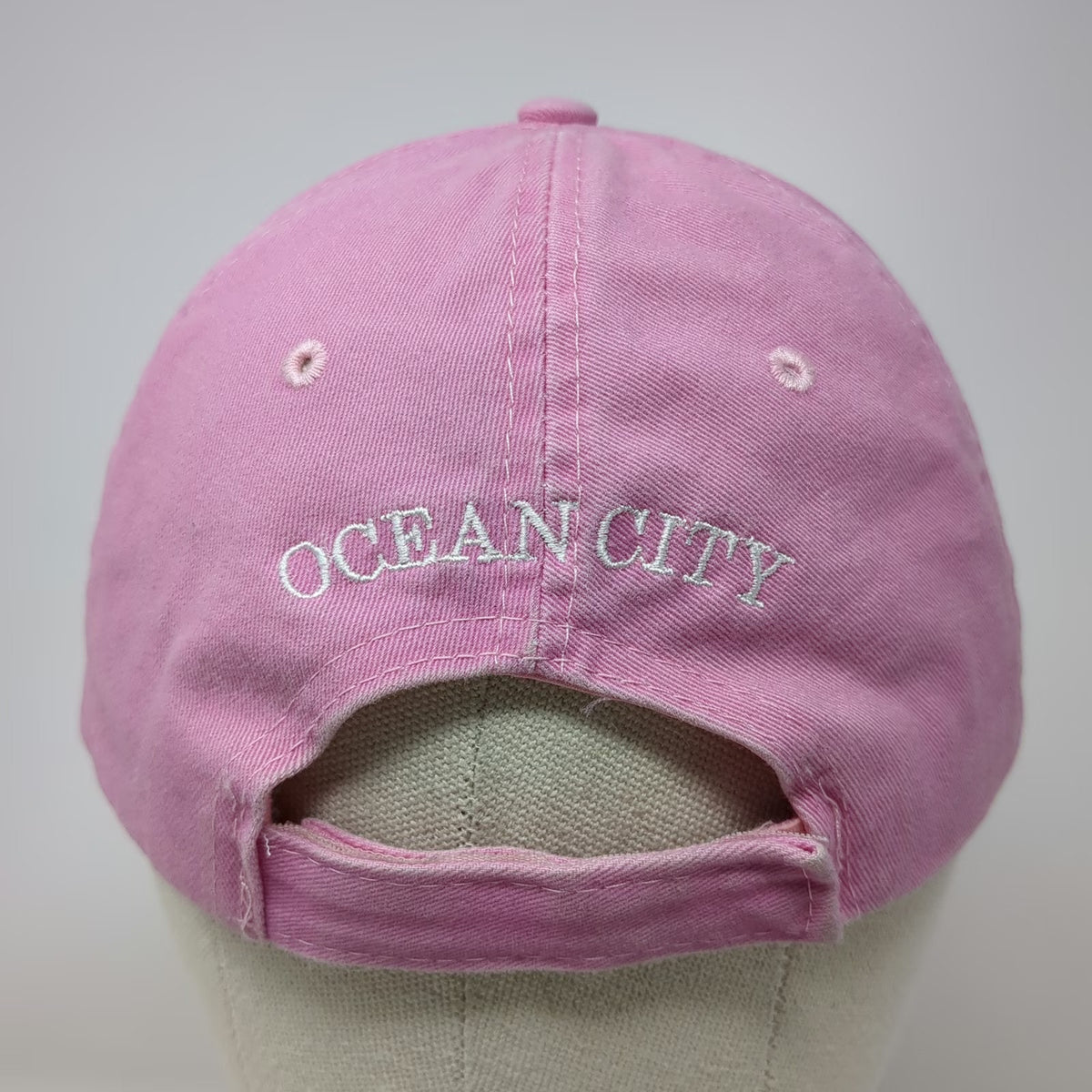 Lucky 7 USA Baseball Cap Pink One Size Embroidered Ocean City Strapback Hat