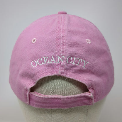 Lucky 7 USA Baseball Cap Pink One Size Embroidered Ocean City Strapback Hat