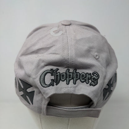 USA Biker Men's Strapback Hat Gray Adjustable Embroidered Choppers All Over Logo