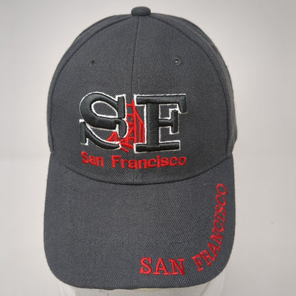 SF San Francisco Strapback Hat Gray One Size Adjustable Embroidered Lanza Cotton