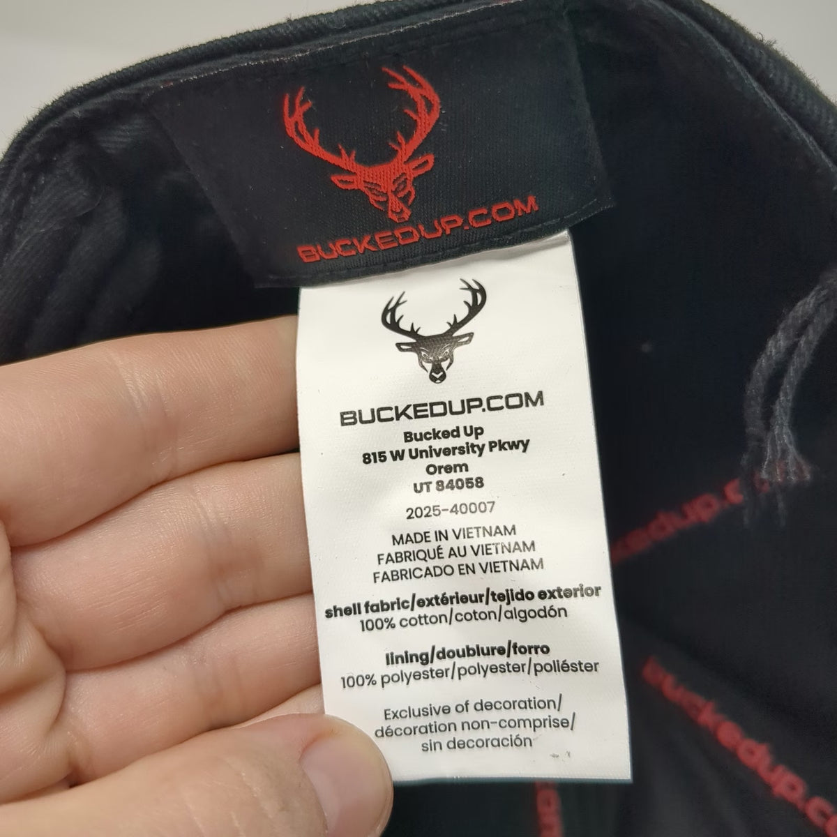 Bucked Up 5 Panel Black One Size Hat Red Deer Buck Logo Snapback Embroidered Gym