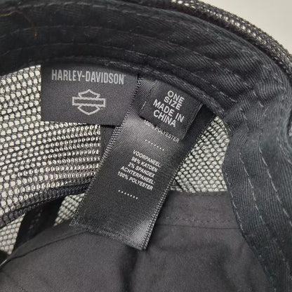 Harley-Davidson Black Trucker Hat One Size Snapback Tonal Embroidered Adjustable