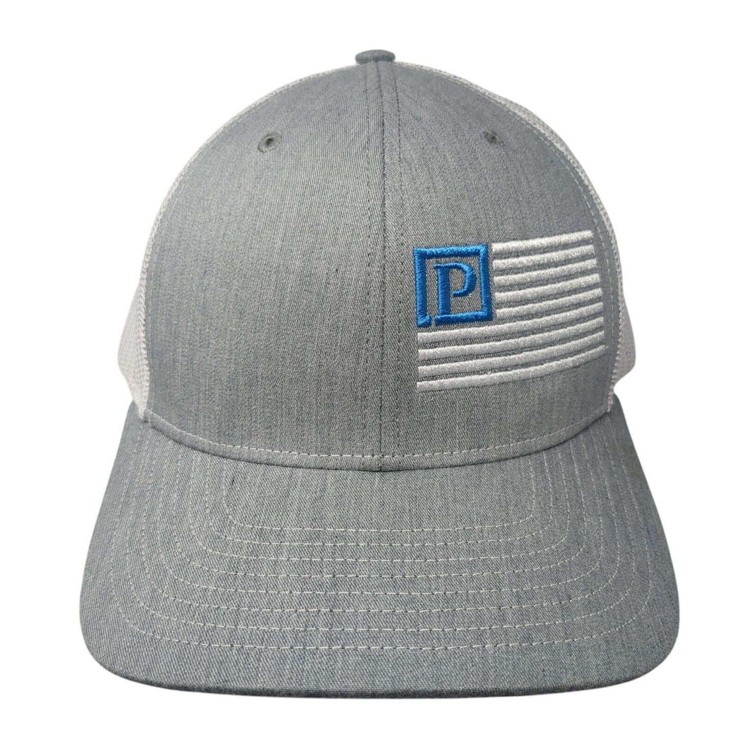 Richardson Snapback Mesh Back Trucker Hat Gray One Size Letter P Flag
