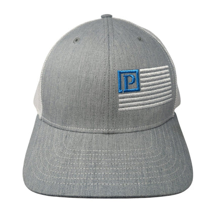 Richardson Snapback Mesh Back Trucker Hat Gray One Size Letter P Flag