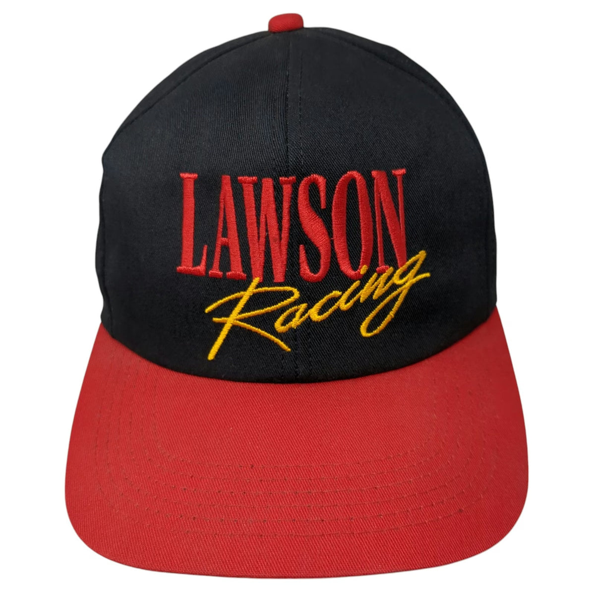 Black Red Baseball Cap One Size Lawson Racing Embroidered Snapback Twill Hat