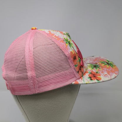 Pink Aloha Trucker Hat One Size Tropical Palm Tree Hibiscus Flower Mesh Snapback