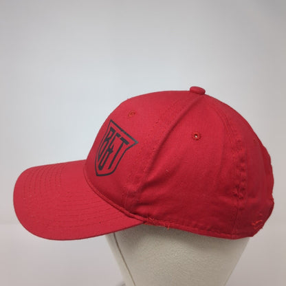 Outdoor Cap Strapback Hat Red One Size Solid Adjustable 6 Panel Logo