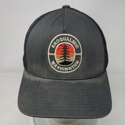 Snoqualmie Wahington Snapback Trucker Hat Gray OS Mesh Back The Classics Yupoong