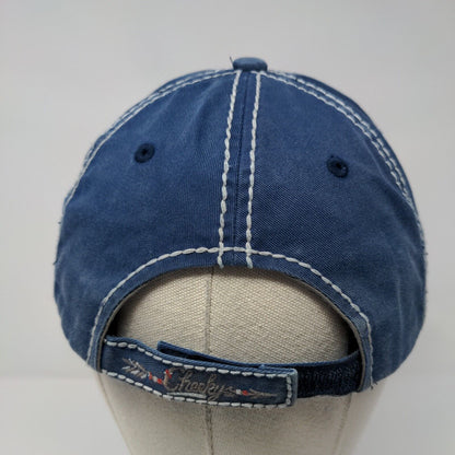 Cheekys Strapback Hat Blue One Size Adjustable Embroidered Distressed 6 Panel