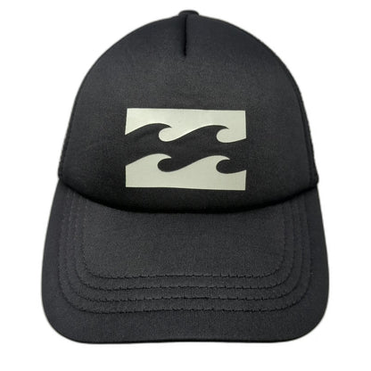 Billabong Trucker Hat Black One Size Wave Logo Mesh Back Snapback Surf Cap