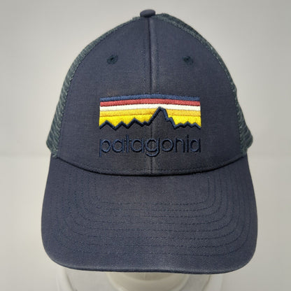 Patagonia Line Logo Snapback Trucker Hat Blue One Size Mesh Back Embroidered