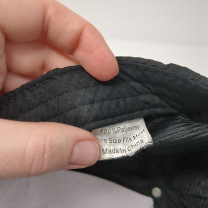 Unbranded Snapback Hat Black One Size Adjustable 6 Panel Vented Holes Polyester