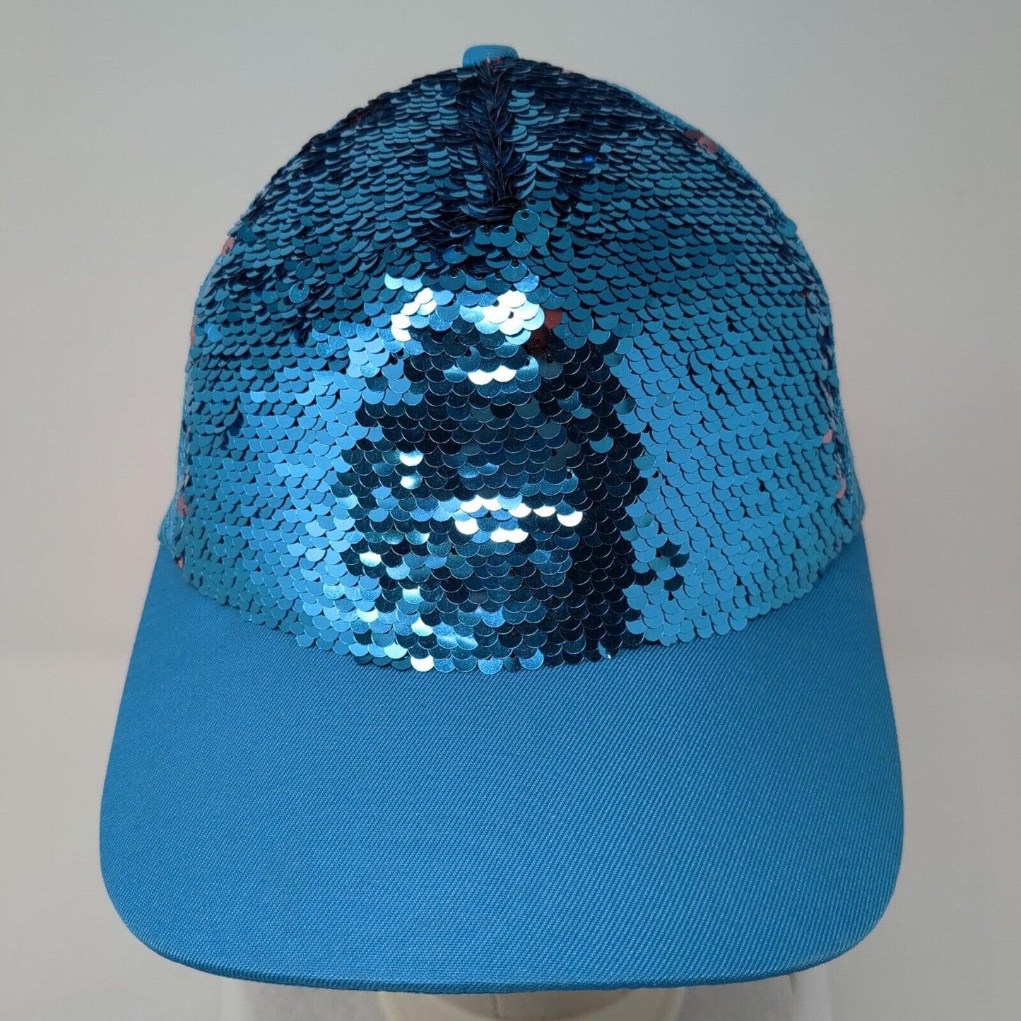 Sequin Sparkly Snapback Trucker Hat Blue One Size Adjustable Mesh Back