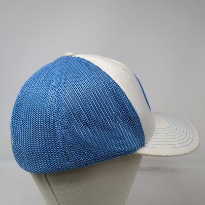 Columbia PFG Baseball Cap White Blue One Size Mesh Back Fishing Stretch Fit Hat