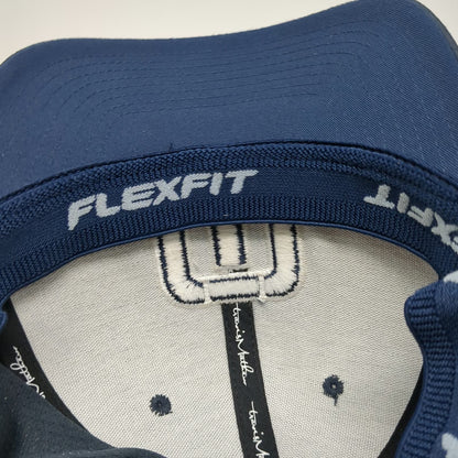 TravisMathew Baseball Cap Blue XL Flexfit Mesh Textured Athletic Logo Golf Hat