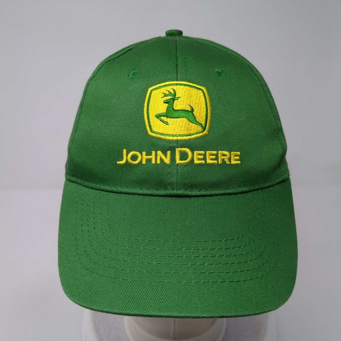 John Deere Strapback Hat Green One Size Solid Embroidered 6 Panel