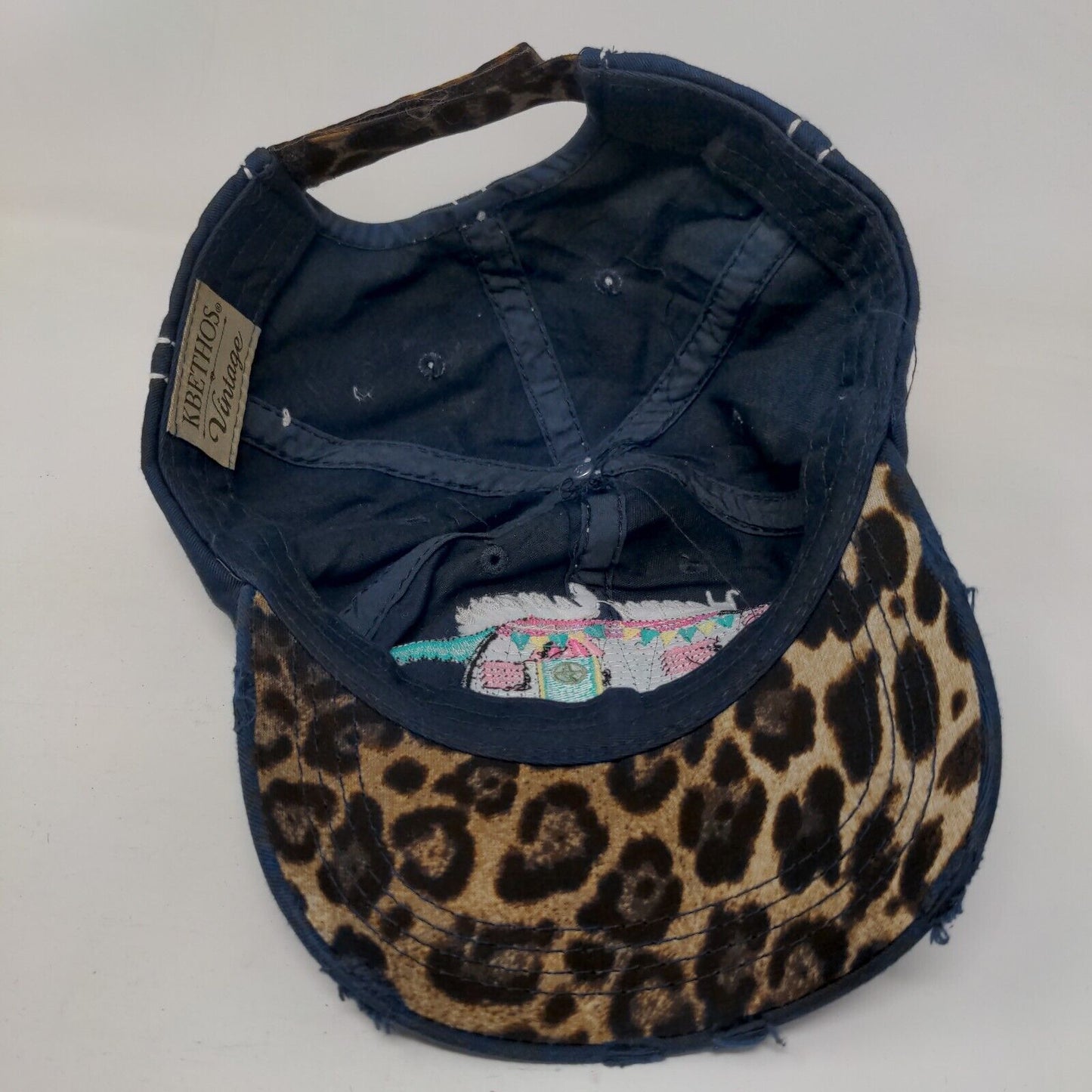 Happy Camper Strapback Hat Blue One Size KB ETHOS Vintage Distressed