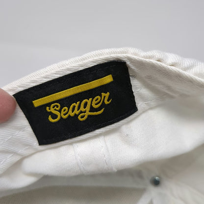 Seager 5 Panel White Black OSFM Rope Hat Snapback Western Cowboy Cotton Steer