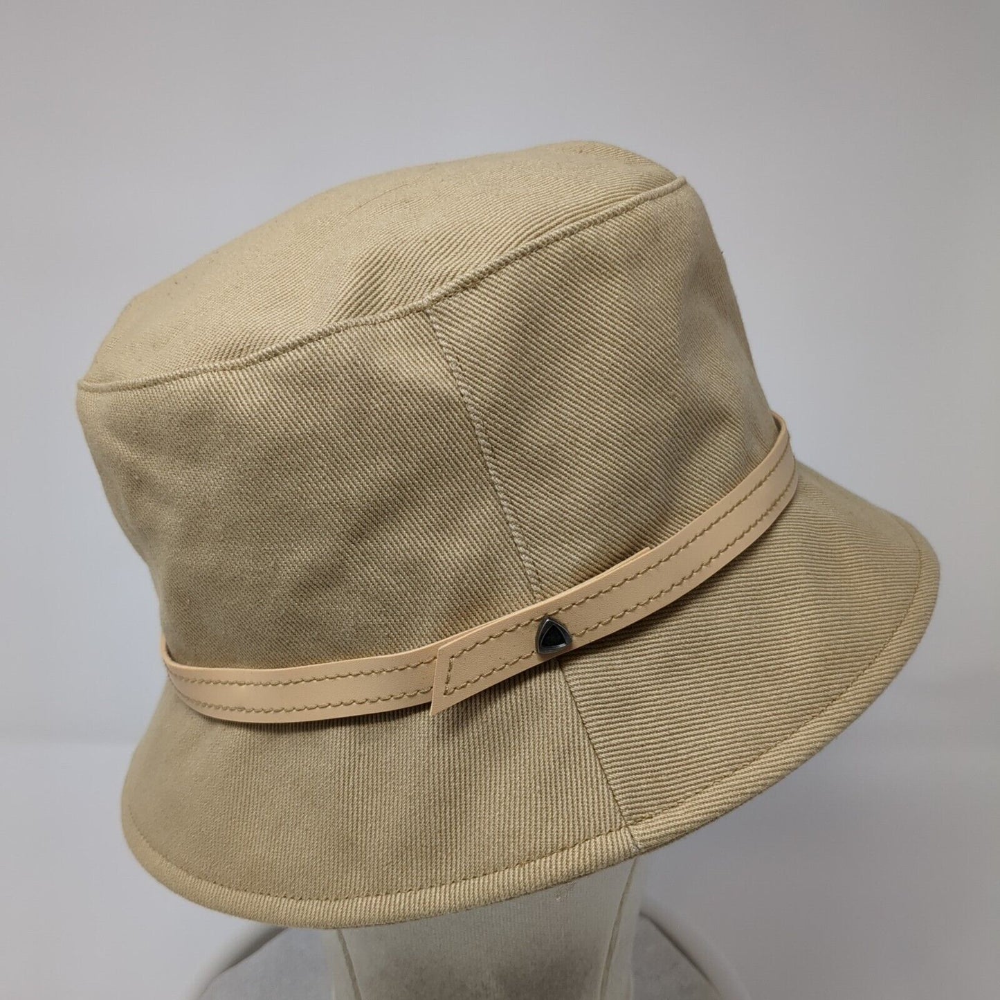 Liz Claiborne Bucket Hat Tan One Size Leather Strap Solid Outdoor