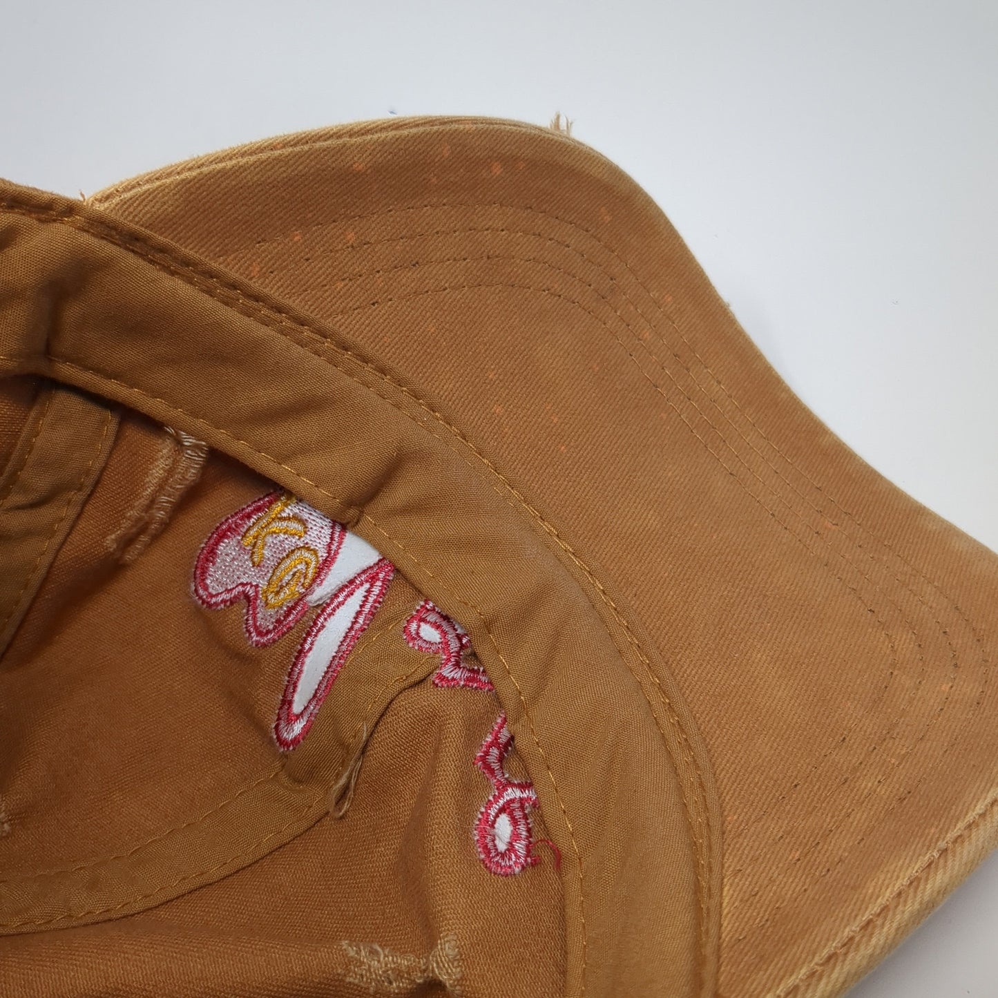 KC Love Slideback Baseball Cap Brown OS Adjustable Distressed David And Young