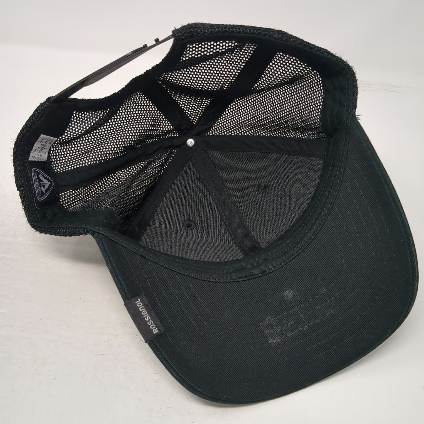 Rossignol Trucker Hat Black One Size Mesh Back Snapback Rubber Logo Patch